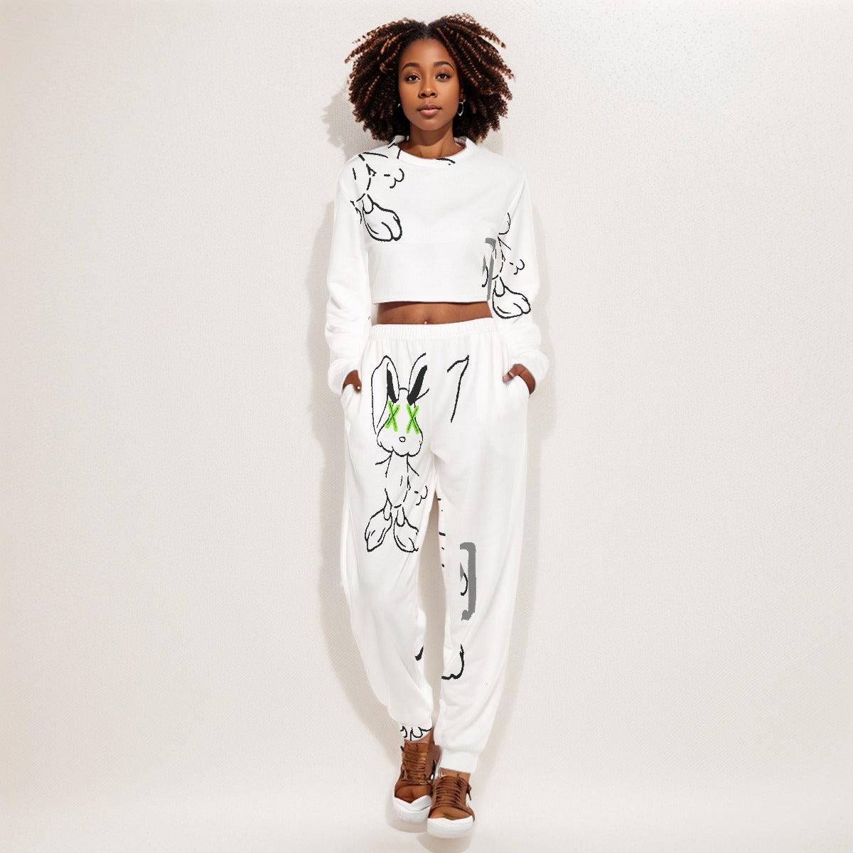 Blind Bunny Women's Crop Sweatshirt Suit