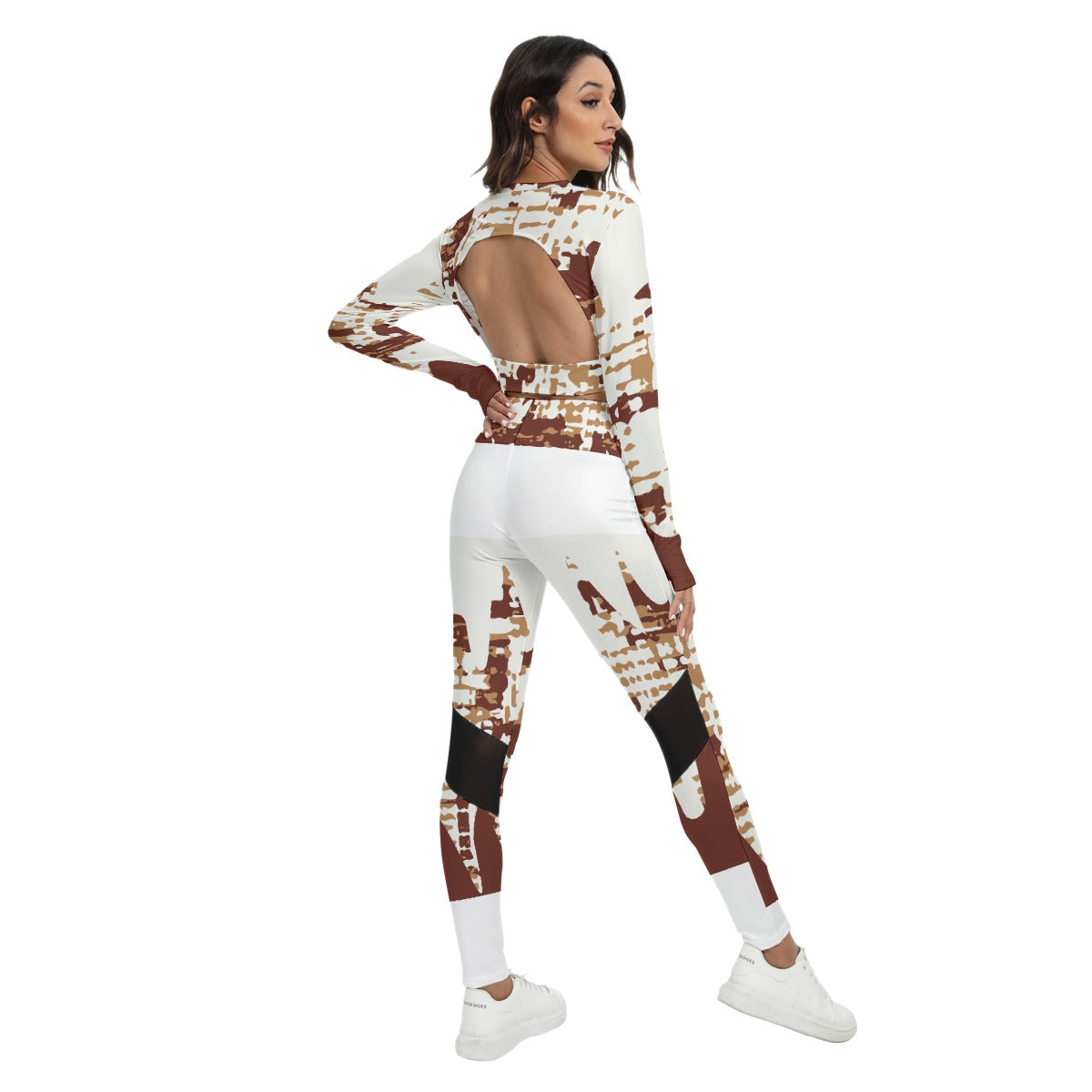 Gray Grey Women's Sport Set With Backless Top And Leggings