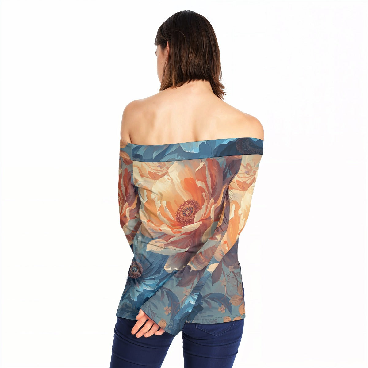 LV Women's Off-Shoulder Long Sleeve Top