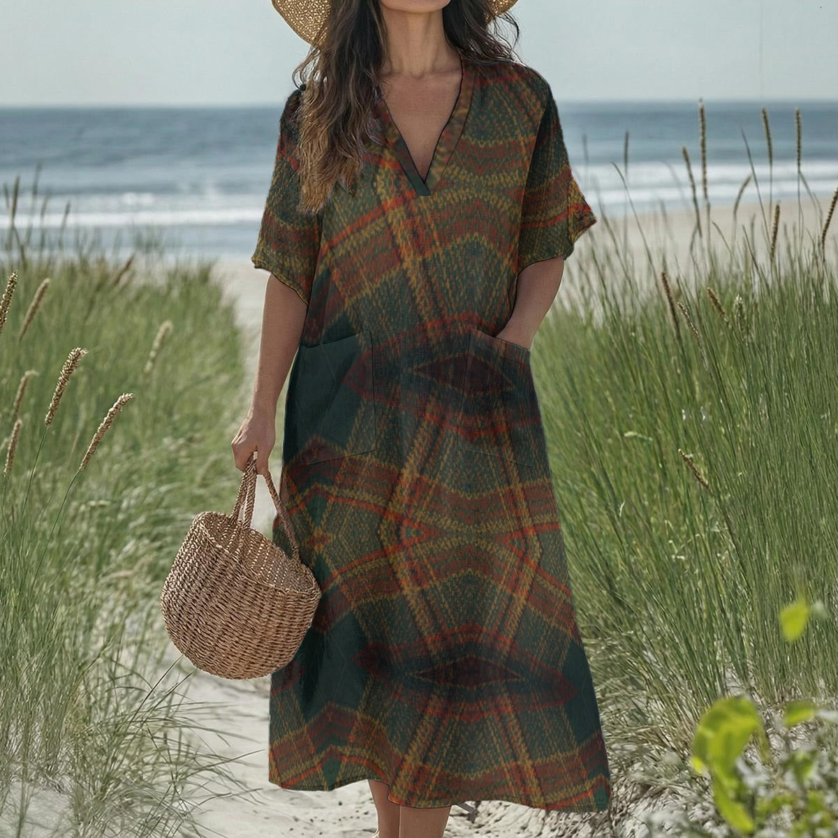 LV Signature Women's Long V-neck Dress