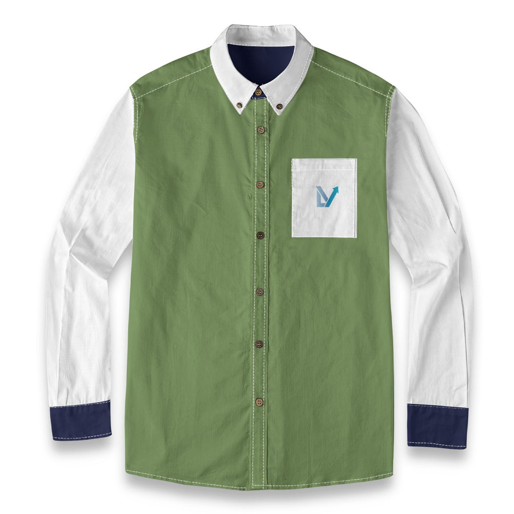 Color block Men's Cotton Button Up Shirt