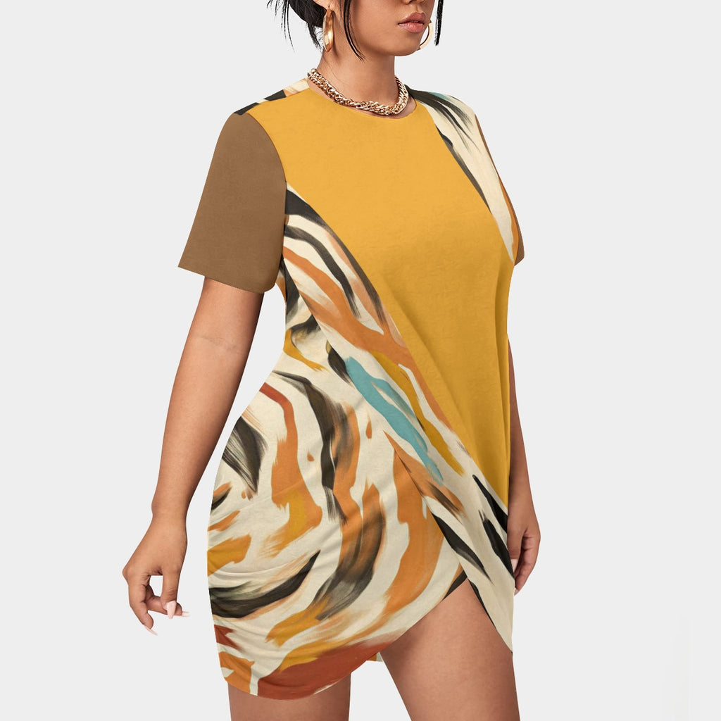 There's a mix up Women’s Stacked Hem Dress With Short Sleeve (Plus Size）
