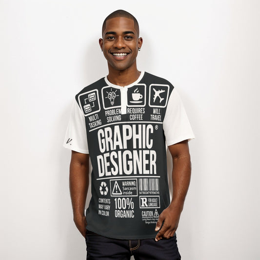 Graphic designer Men's Short Sleeve T-shirt With Button Closure