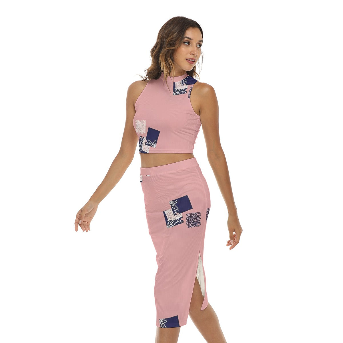 Box me up Women's Tank Top & Split High Skirt Set