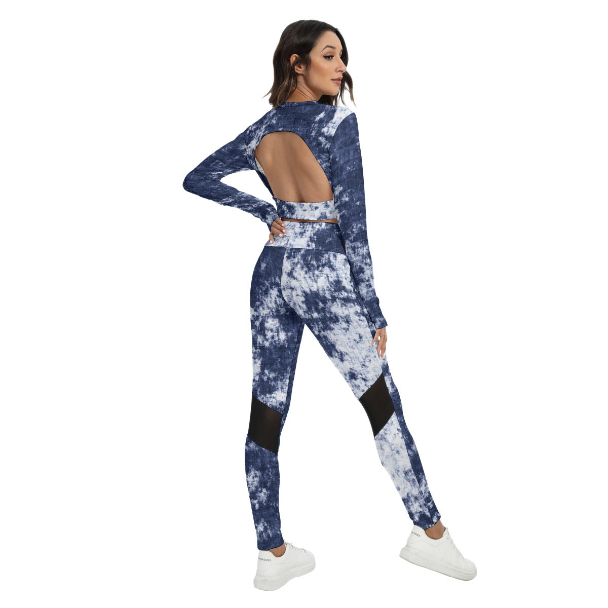 Gray Grey Women's Sport Set With Backless Top And Leggings
