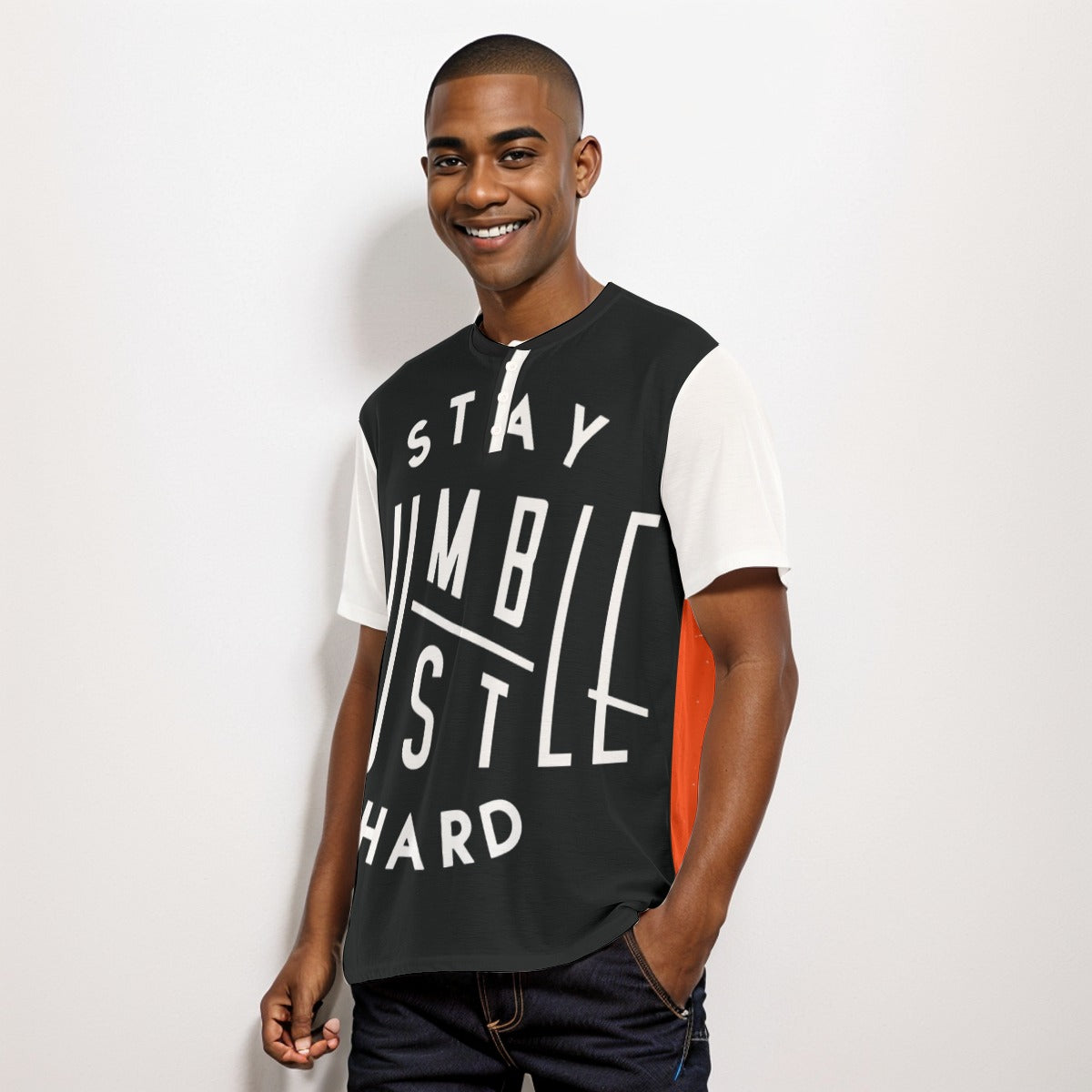 Stay humble Men's Short Sleeve T-shirt With Button Closure