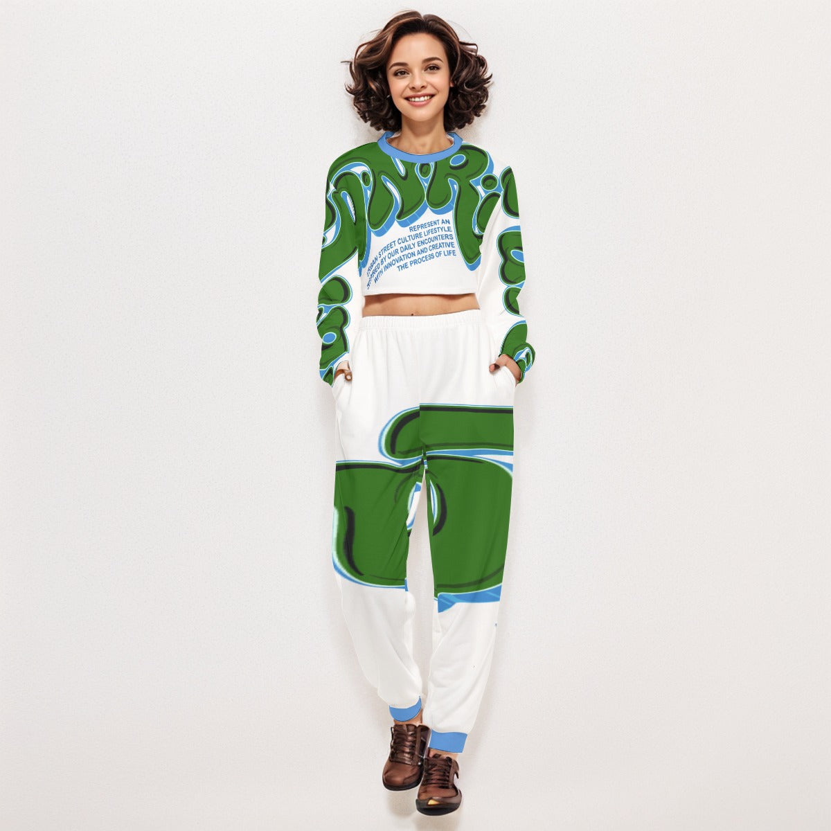 Represent the culture Women's Crop Sweatshirt Suit