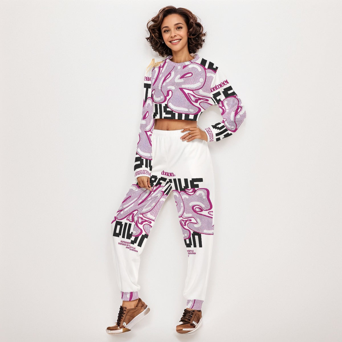 Creative Vision Women's Crop Sweatshirt Suit