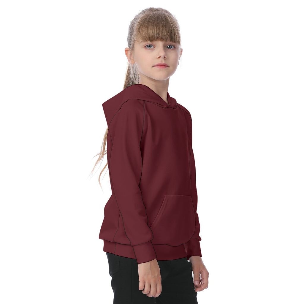 School Burgundy Tops Kid's Raglan Pullover Hoodie