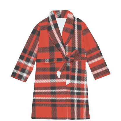 Plaid red Men's Borg Fleece Robe