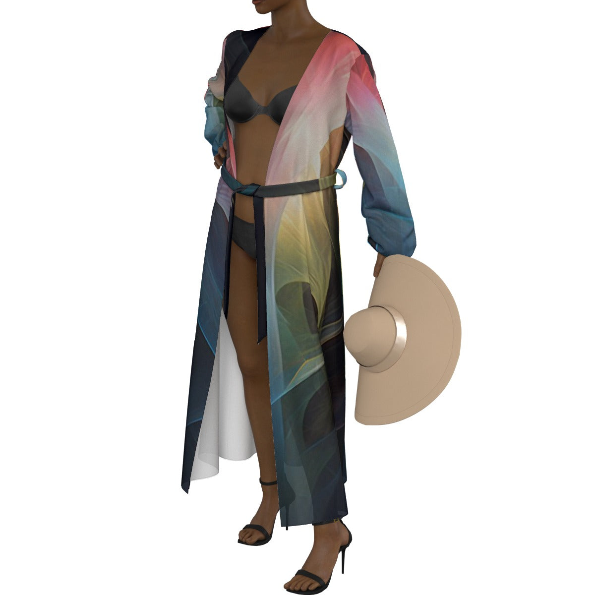 Invisible Women's Lace-up Chiffon Robe