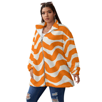 Orange Wave Women's Fleece Coat