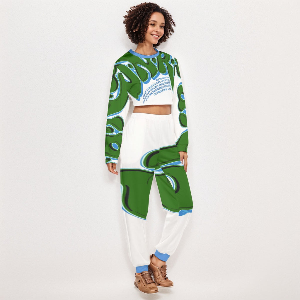 Represent the culture Women's Crop Sweatshirt Suit