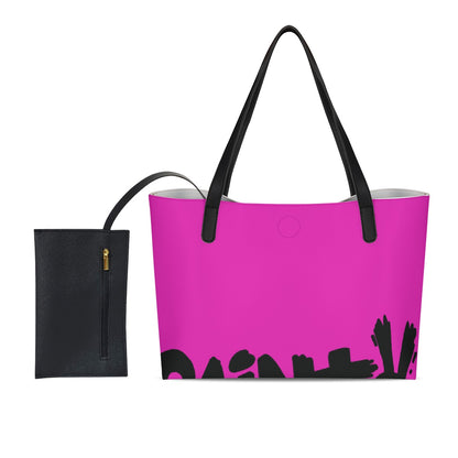 Hot Pink Dream Shopping Tote Bag With Black Mini Purse