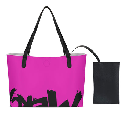 Hot Pink Dream Shopping Tote Bag With Black Mini Purse