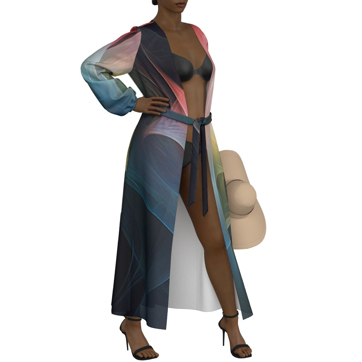 Invisible Women's Lace-up Chiffon Robe