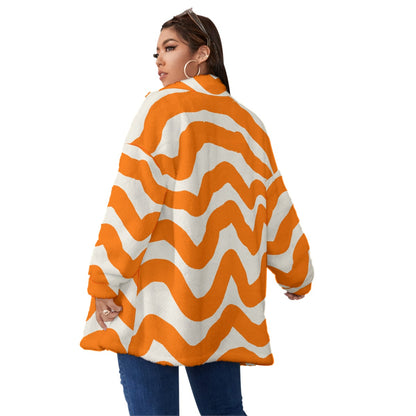 Orange Wave Women's Fleece Coat