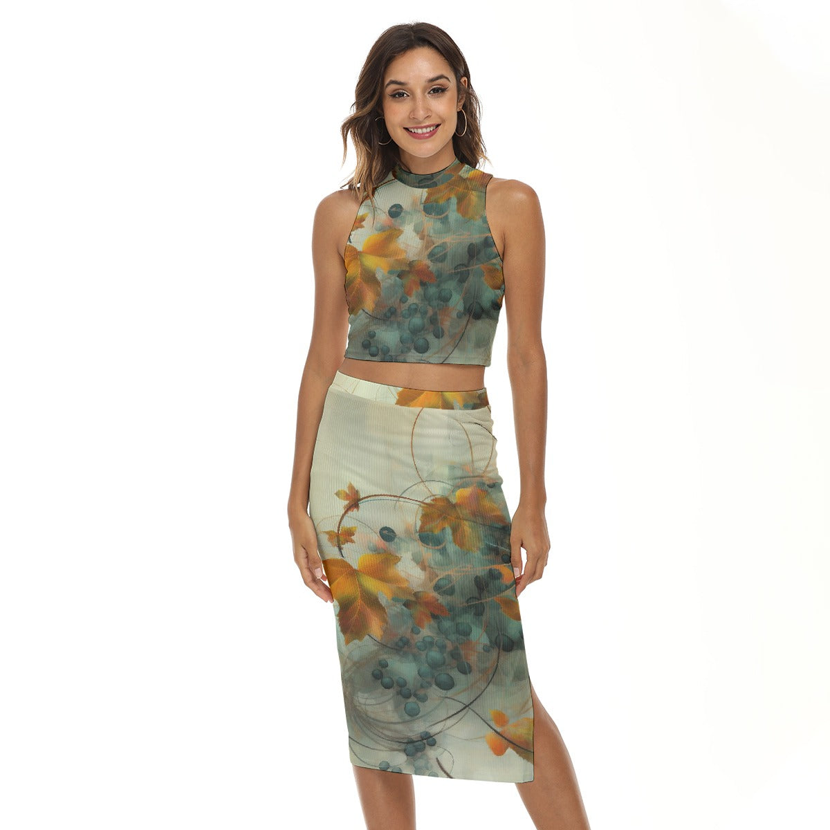 Envious Branch Women's Tank Top & Split High Skirt Set