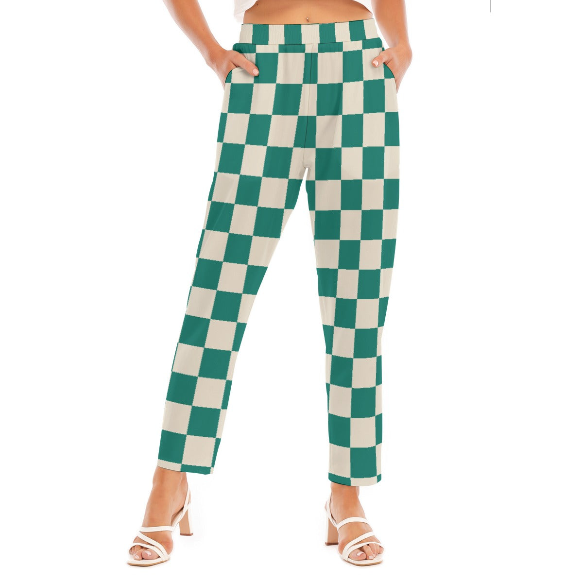 Checkered Women's Loose Straight-leg Pants