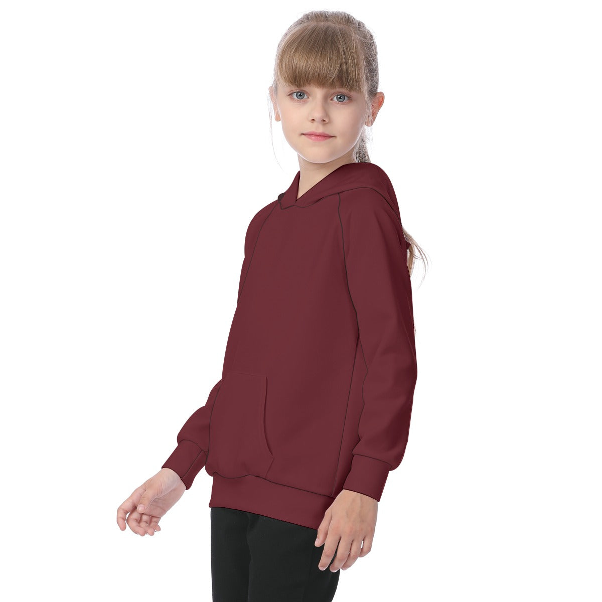 School Burgundy Tops Kid's Raglan Pullover Hoodie