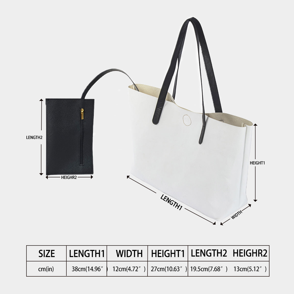 Melancholy Shopping Tote Bag With Black Mini Purse