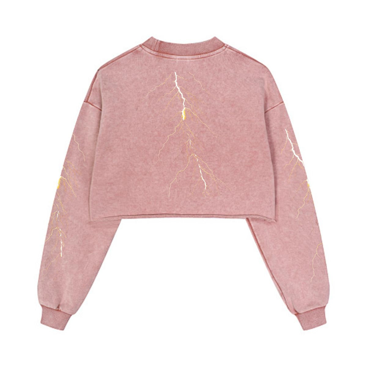 He watches me Women’s Cropped Distressed Sweatshirt