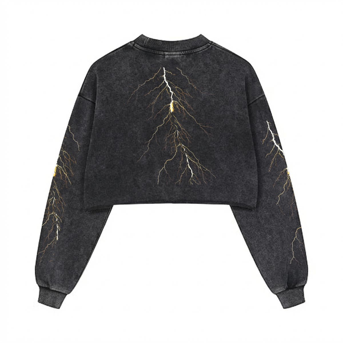 He watches me Women’s Cropped Distressed Sweatshirt