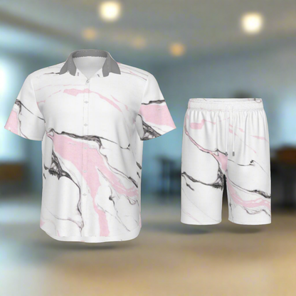 Pink Shower Men's Short Sleeve Shirt Set