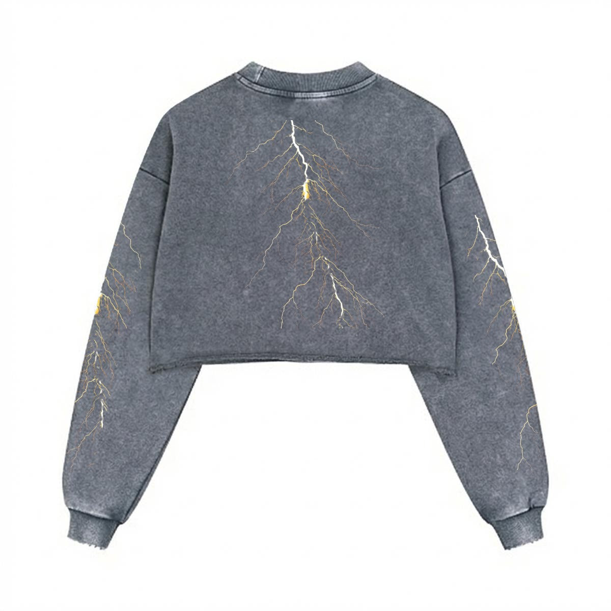 He watches me Women’s Cropped Distressed Sweatshirt